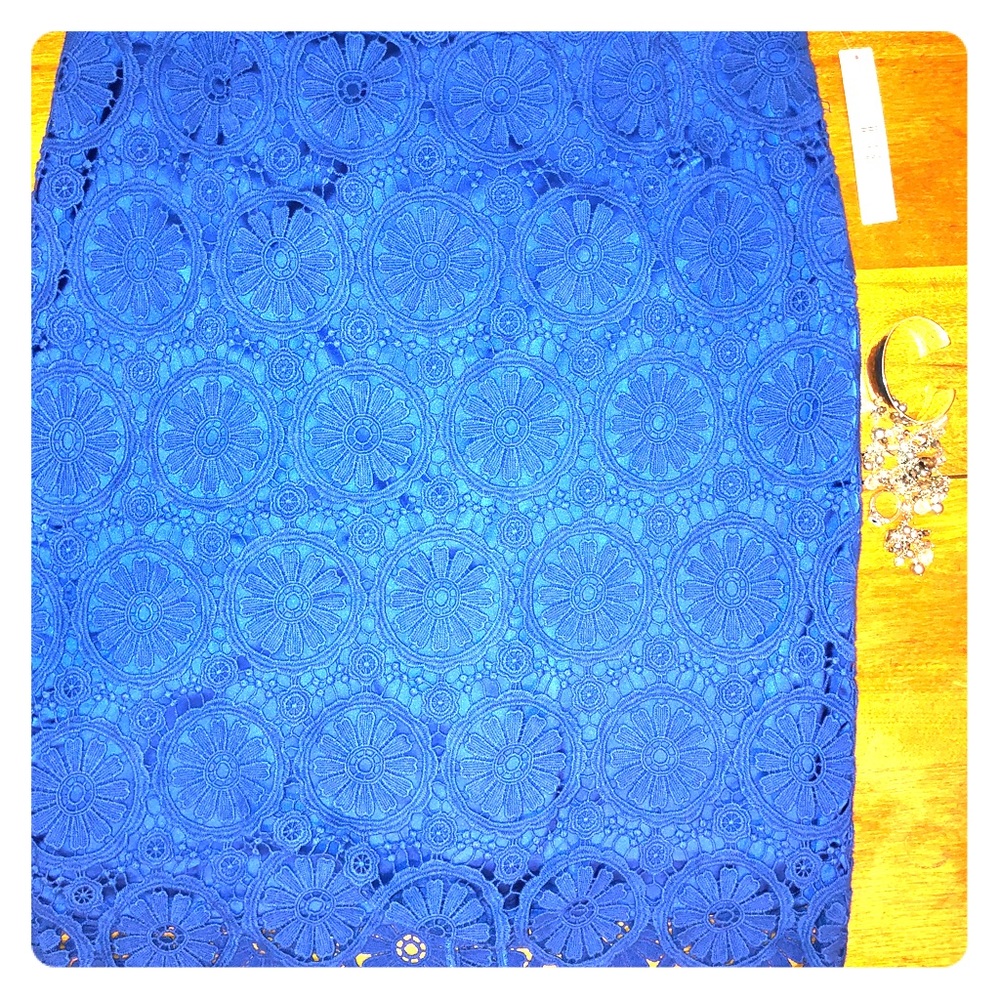 Pencil crochet skirt bright blue NWT